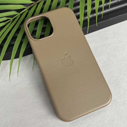 Кожаный чехол Leather Case (AAA) with MagSafe and Animation для Apple iPhone 15 Pro (6.1") Light Brown - изображение 2