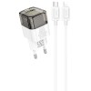 Блочок для зарядки Hoco C131A Platium PD30W+QC3.0 + Type-C to Lightning, Transparent black