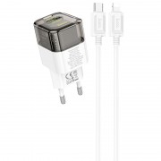 МЗП Hoco C131A Platium PD30W+QC3.0 (1USB-C) + кабель Type-C to Lightning Transparent black