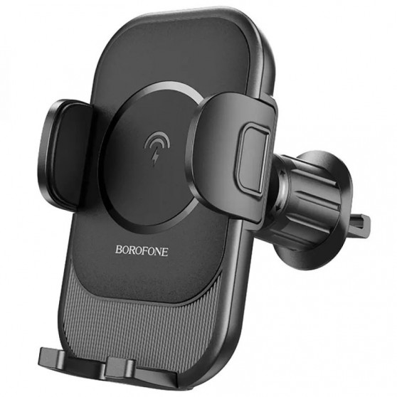 Автодержатель с беспроводной зарядкой Borofone BH204 Blue Charm (air outlet), Black
