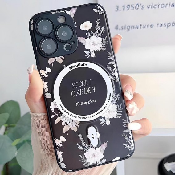 TPU+PC чохол Secret Garden with MagSafe для Apple iPhone 15 Pro (6.1"), Black