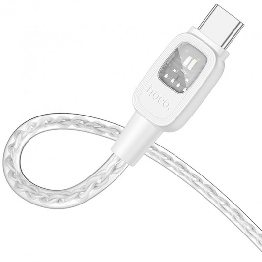 Дата кабель Hoco U124 Stone silicone power-off 60W Type-C to Type-C (1.2m) Gray - зображення 2 