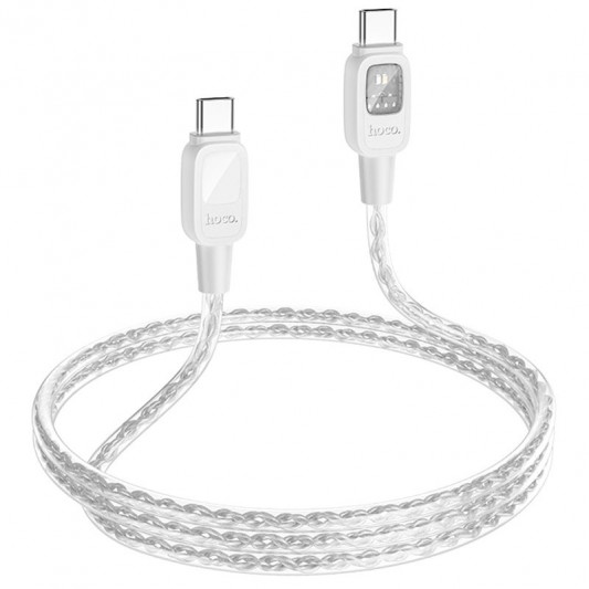 Дата кабель Hoco U124 Stone silicone power-off 60W Type-C to Type-C (1.2m) Gray - зображення 3 