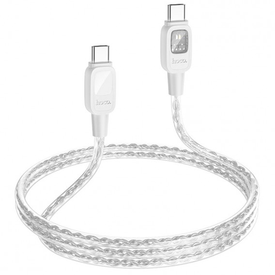 USB кабель Hoco U124 Stone silicone power-off 60W Type-C to Type-C (1.2m), Серый