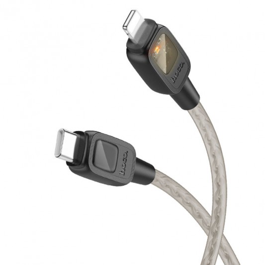 Дата кабель Hoco U124 Stone silicone power-off Type-C to Lightning (1.2m) Black - изображение 1
