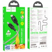 USB кабель Hoco U124 Stone silicone power-off Type-C to Lightning (1.2m), Черный