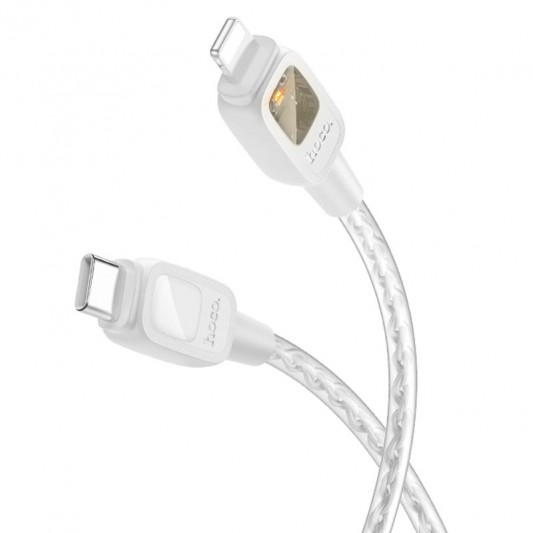 Дата кабель Hoco U124 Stone silicone power-off Type-C to Lightning (1.2m) Gray - изображение 1