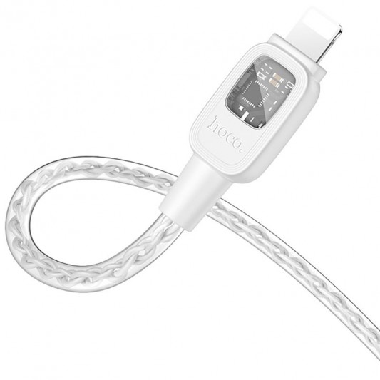 Дата кабель Hoco U124 Stone silicone power-off Type-C to Lightning (1.2m) Gray - изображение 2