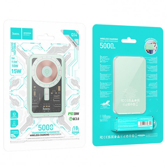  Power Bank Hoco Q14 Ice Crystal PD20W з БЗП 5000 mAh, Синій
