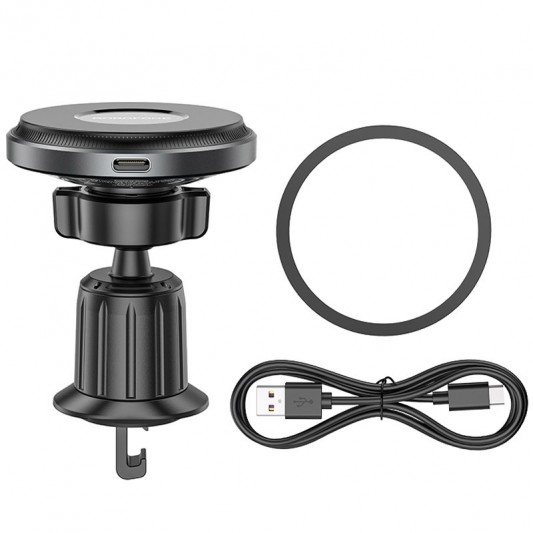Автодержатель с БЗУ Borofone BH202 Seaside magnetic Metal gray - изображение 1