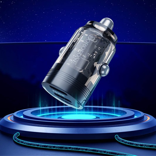 АЗУ Borofone BZ29B Outstanding PD36W (2USB-C) + кабель Type-C to Lightning Transparent black - изображение 3