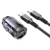 АЗП Borofone BZ29A Talented PD36W+QC3.0 (1USB-A/1C) + кабель Type-C to Type-C Transparent purple