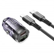 АЗП Borofone BZ29A Talented PD36W+QC3.0 (1USB-A/1C) + кабель Type-C to Lightning Transparent purple
