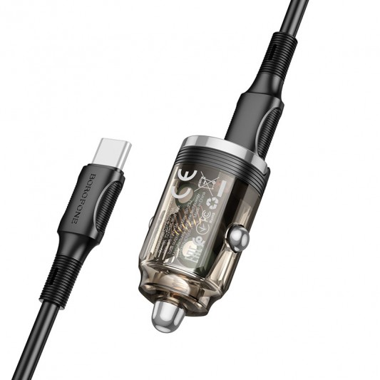 АЗУ Borofone BZ29B Outstanding PD36W (2USB-C) + кабель Type-C to Type-C Transparent black - изображение 2