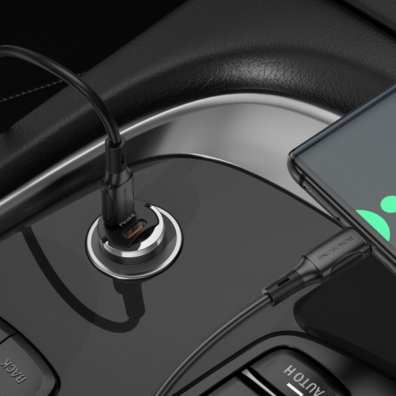 АЗП Borofone BZ29B PD36W (2xUSB-C) + Кабель (Transparent Purple)