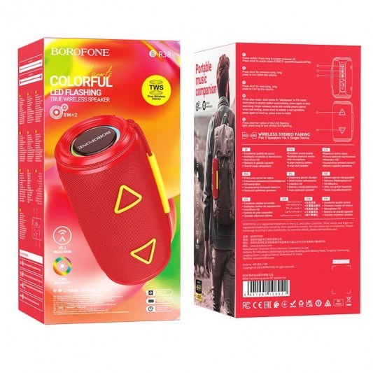 Bluetooth Колонка Borofone BR38 Free-flowing sports Red - зображення 2 