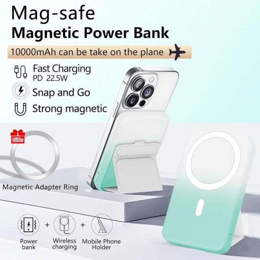 Портативное ЗУ Power Bank JJT-A27-1 Gradient PD20W+QC 22.5W с БЗУ 10000 mAh White / Green - изображение 6