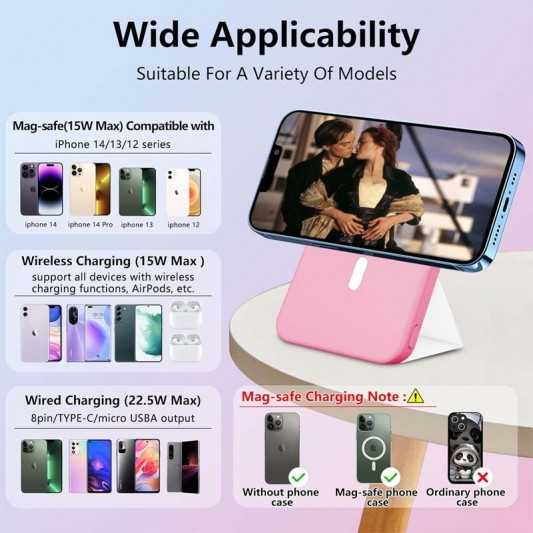 Портативний ЗП Power Bank JJT-A27-1 Gradient PD20W+QC 22.5W з БЗП 10000 mAh Blue / Pink - зображення 5 