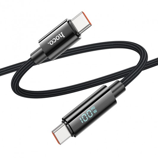 Дата кабель Hoco U125 Benefit 100W Type-C to Type-C with display (1.2m) Black - зображення 2 