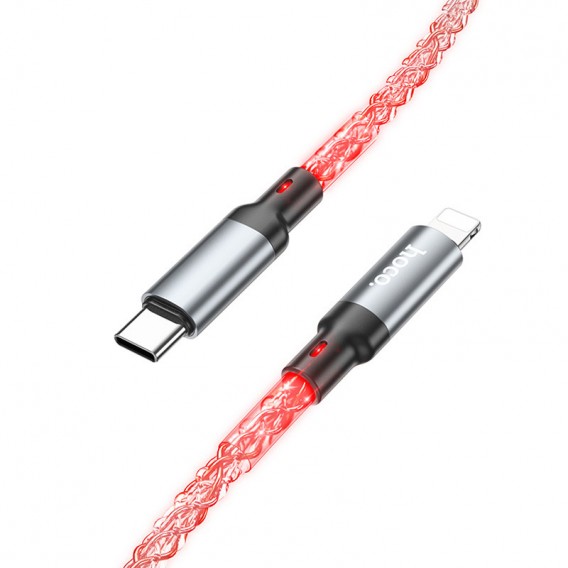 USB кабель Hoco U112 Shine 20W Type-C to Lightning (1m), Сірий