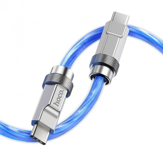 Дата кабель Hoco U113 Solid 100W Type-C to Type-C (1m) Blue - изображение 2