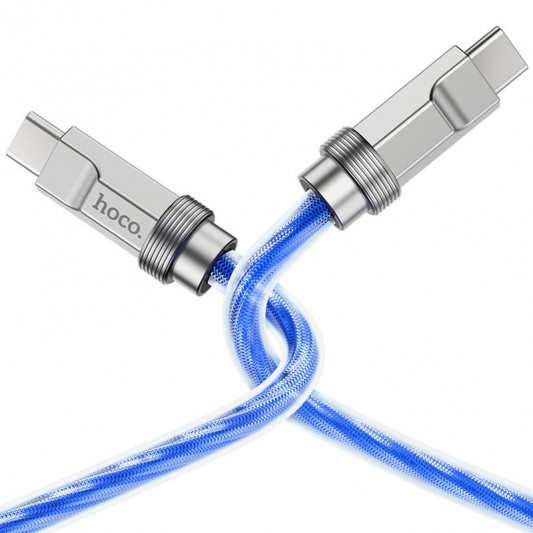 Дата кабель Hoco U113 Solid 100W Type-C to Type-C (1m) Blue - изображение 3