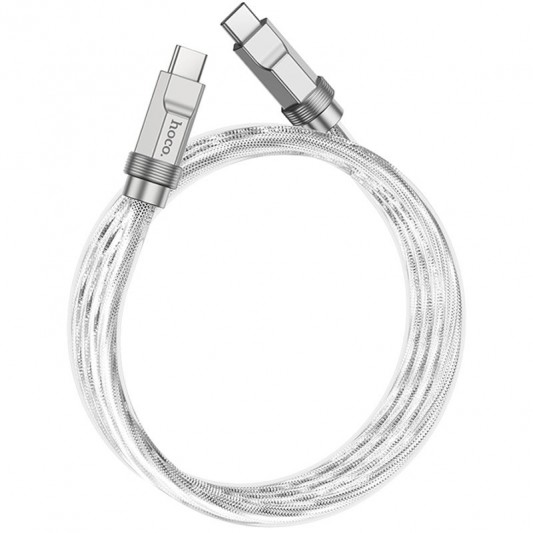 Дата кабель Hoco U113 Solid 100W Type-C to Type-C (1m) Silver - изображение 1