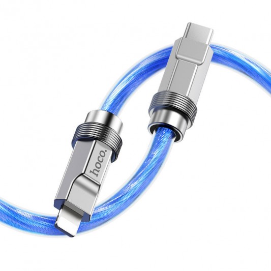 Дата кабель Hoco U113 Solid 20W Type-C to Lightning (1m) Blue - зображення 2 