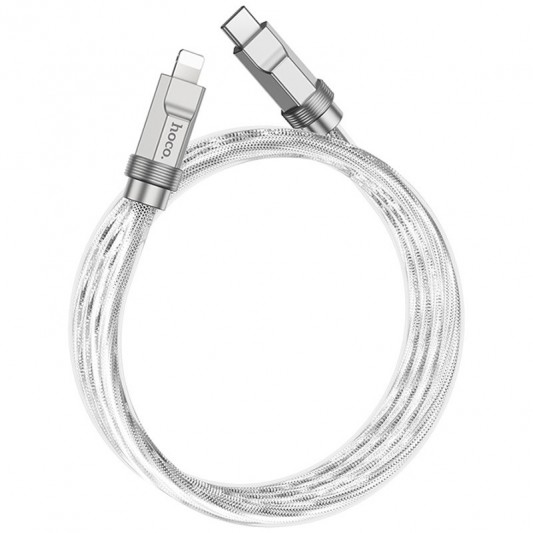 Дата кабель Hoco U113 Solid 20W Type-C to Lightning (1m) Silver - зображення 1 