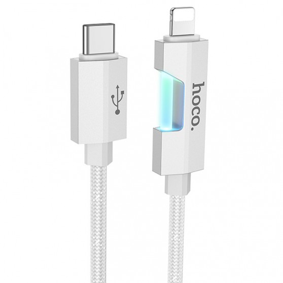 Дата кабель Hoco U123 Regent colorful 27W Type-C to Lightning (1.2m) Gray
