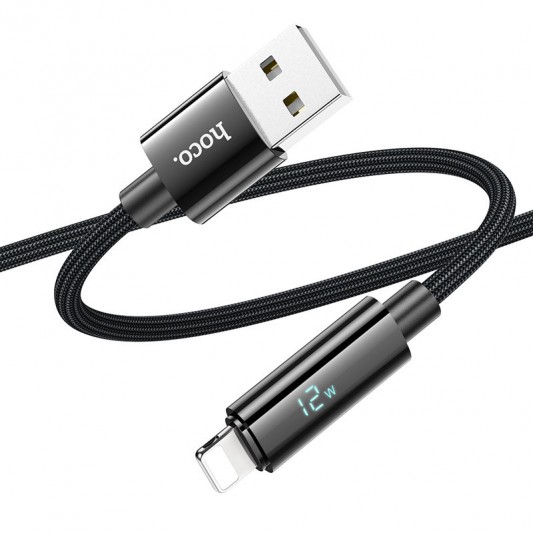 Дата кабель Hoco U125 Benefit 2.4A USB to Lightning with display (1.2m) Black - изображение 2