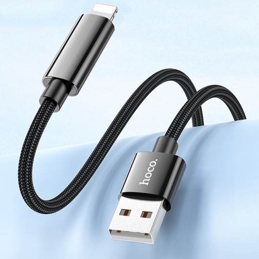 Дата кабель Hoco U125 Benefit 2.4A USB to Lightning with display (1.2m) Black - изображение 4