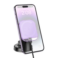 Автодержатель с БЗУ Hoco HW18 Crystal (center console) Romantic purple