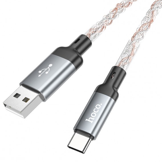 USB кабель Hoco U112 Shine 2.4A USB to Type-C (1m), Сірий