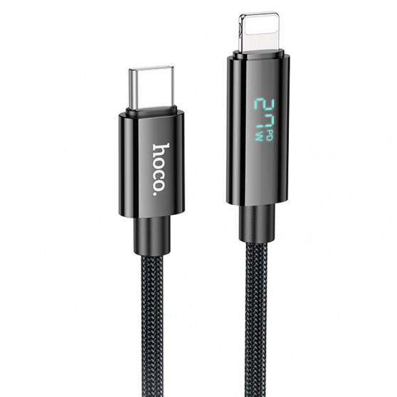 Дата кабель Hoco U125 Benefit 27W Type-C to Lightning with display (1.2m) Black