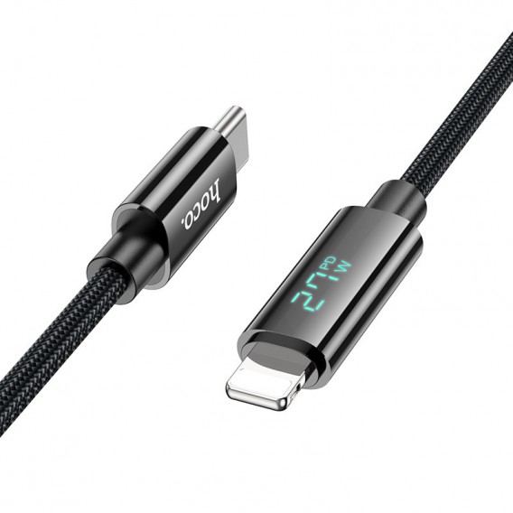 USB кабель Hoco U125 Benefit 27W Type-C to Lightning (1.2m), Черный