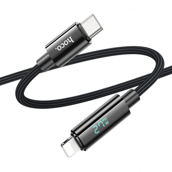 USB кабель Hoco U125 Benefit 27W Type-C to Lightning (1.2m), Черный