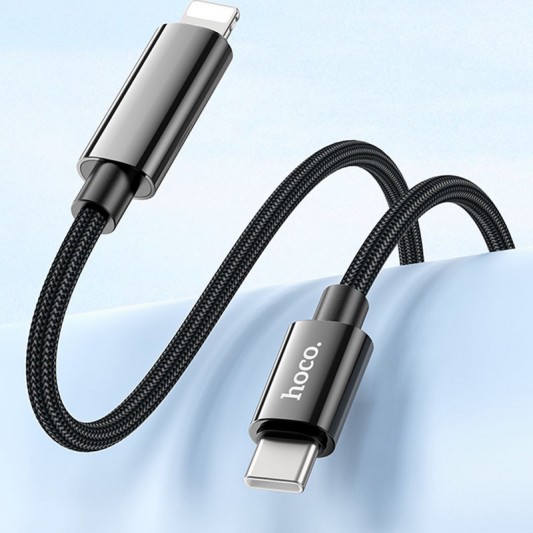Дата кабель Hoco U125 Benefit 27W Type-C to Lightning with display (1.2m) Black - изображение 4