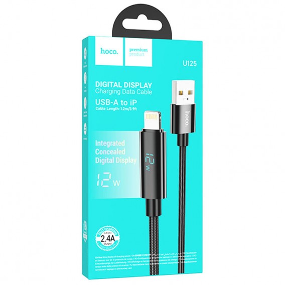 USB кабель Hoco U125 Benefit 27W Type-C to Lightning (1.2m), Черный