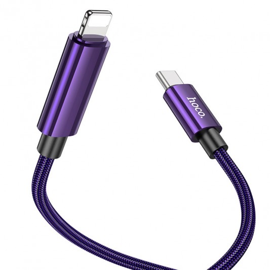 Дата кабель Hoco U125 Benefit 27W Type-C to Lightning with display (1.2m) Purple - зображення 2 