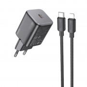 СЗУ Hoco N40 Mighty PD20W (1USB-C) + кабель Type-C to Lightning Black