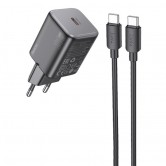 МЗП Hoco N40 Mighty PD20W (1USB-C) + кабель Type-C to Type-C Black МЗП Hoco N40 Mighty PD20W (1USB-C) + кабель Type-C to Type-C Black