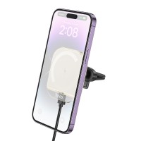 Автотримач з БЗП Hoco HW17 Crystal (air outlet) White