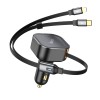 Зарядка в прикуриватель авто Hoco NZ13 Clever PD30W with telescopic cable Type-C to Lightning, Black