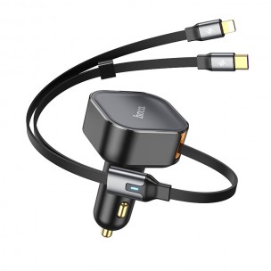 АЗП Hoco NZ13 Clever PD30W + висувні кабелю Type-C and Lightning Black