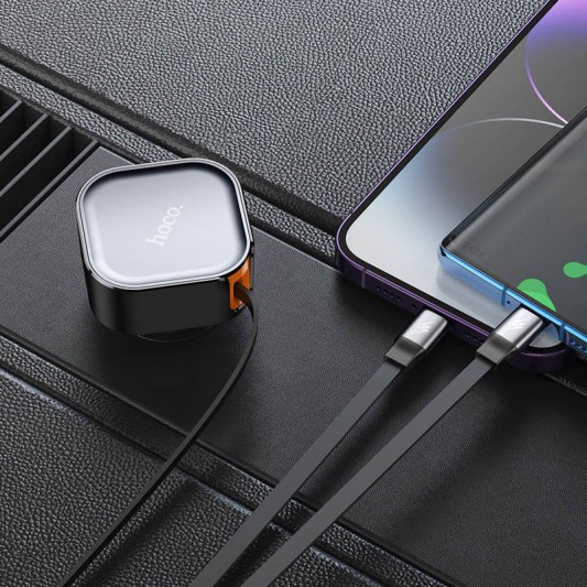 АЗУ Hoco NZ13 Clever PD30W + выдвижные кабеля Type-C and Lightning Black - изображение 6