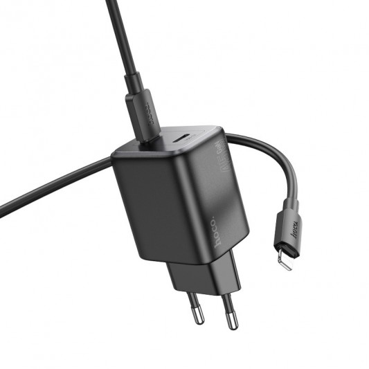 СЗУ Hoco N42 Elogiado PD45W (2USB-C) + кабель Type-C to Lightning Black - изображение 2