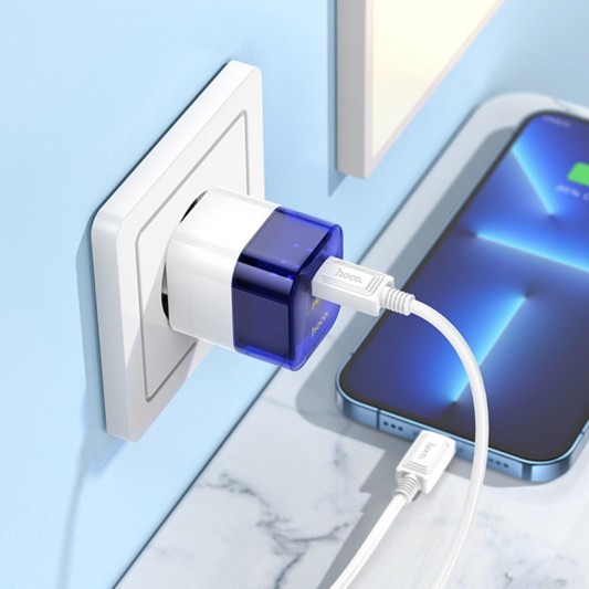СЗУ Hoco C125A Transparent PD20W (1USB-C) Transparent blue - изображение 4