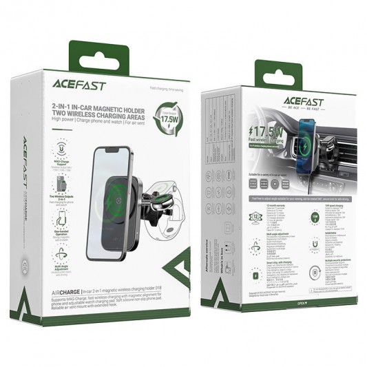 Автодержатель с БЗУ Acefast D18 2in1 in-car Black - изображение 5