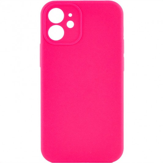 Чохол Silicone Case Full Camera Protective (AA) NO LOGO для iPhone 12 (6.1"), Рожевий / Barbie pink